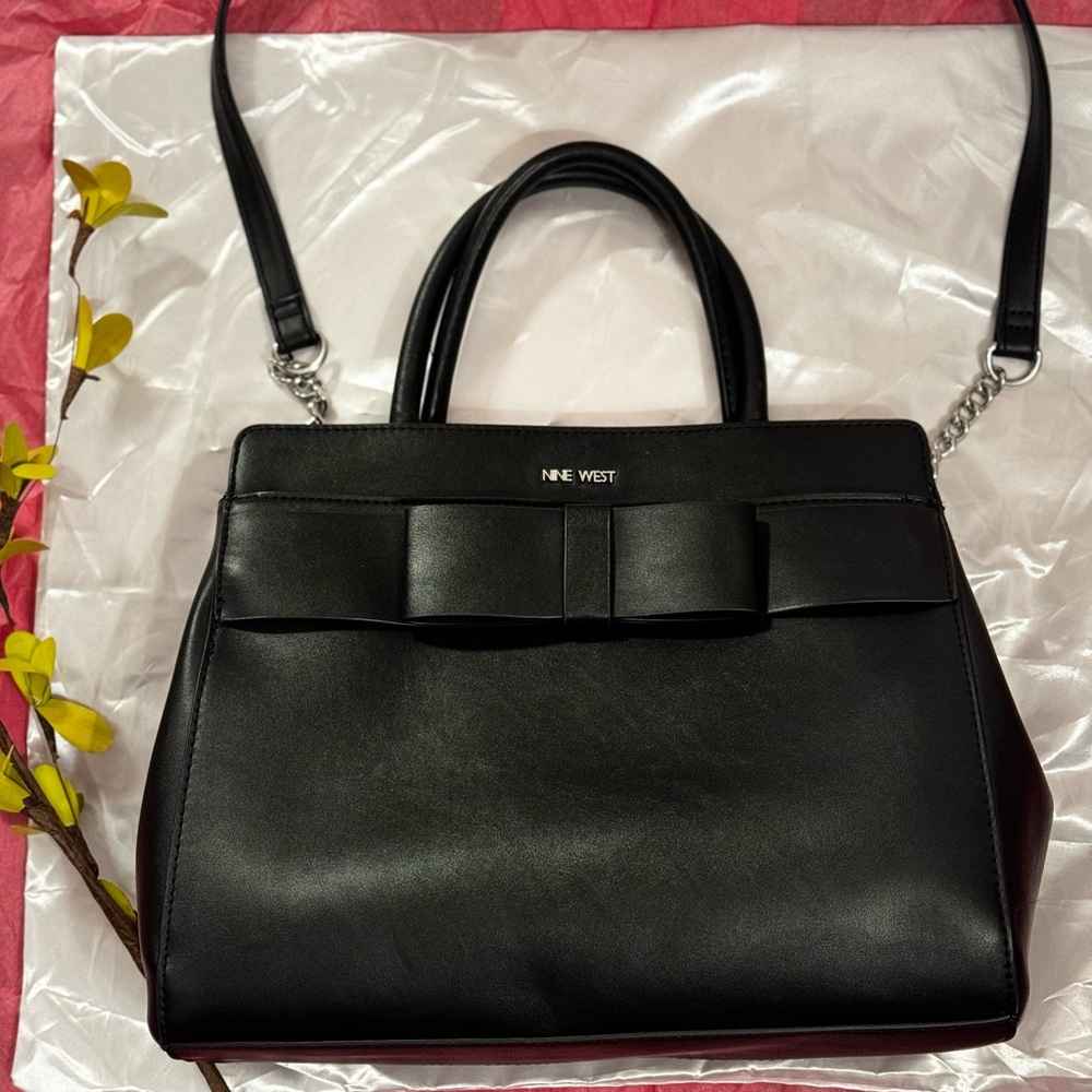 Nine West Black Satchel with Bow Detail